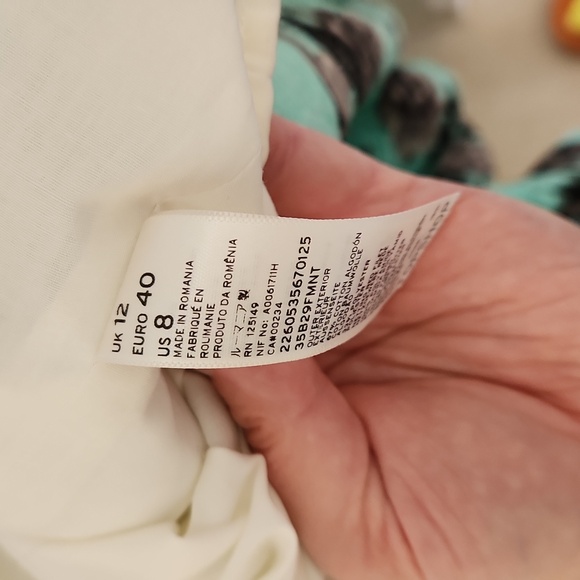 Topshop Mint Floral Fit and Flare Size 12 - Picture 4 of 4